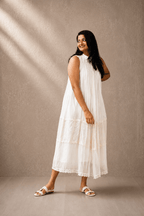 Ivory Grace Tiered Pleated Dress