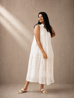 Ivory Grace Tiered Pleated Dress