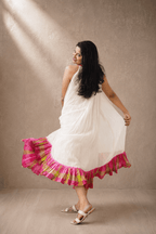 Pink Kasavu Glass Chanderi Flare Dress