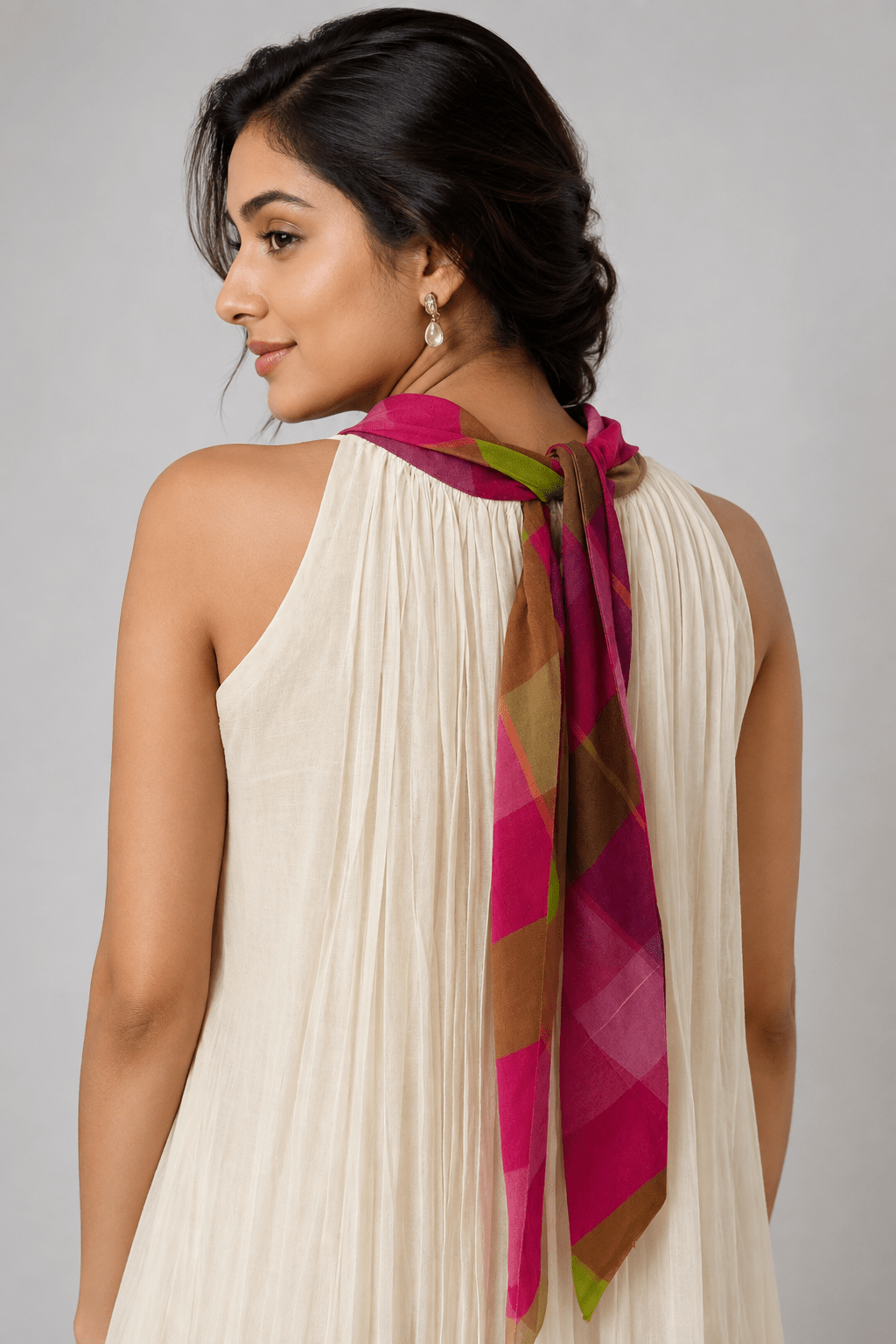 Pink Kasavu Glass Chanderi Flare Dress